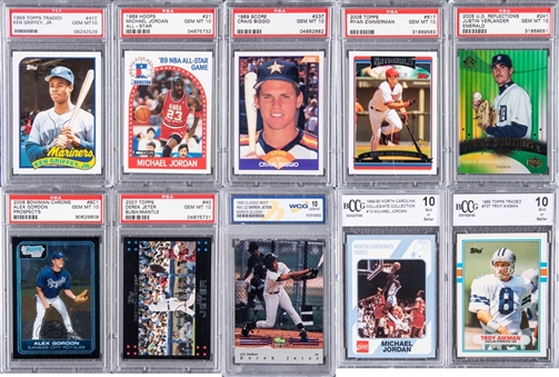 1989-2007 Topps and Assorted Brands Multi-Sport Graded Collection (10 Different) Featuring Griffey Jr., Jeter and Jordan – Including Seven PSA GEM MT 10 Examples!